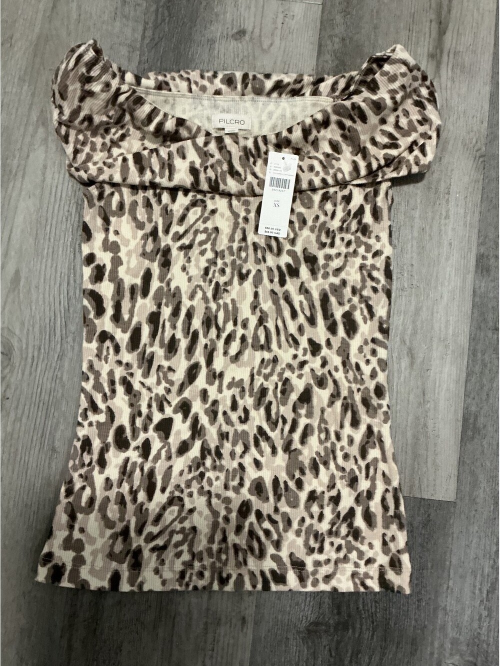 Pilcro by Anthropologie Size XS Off The Shoulder Top Leopard Print Blouse #410